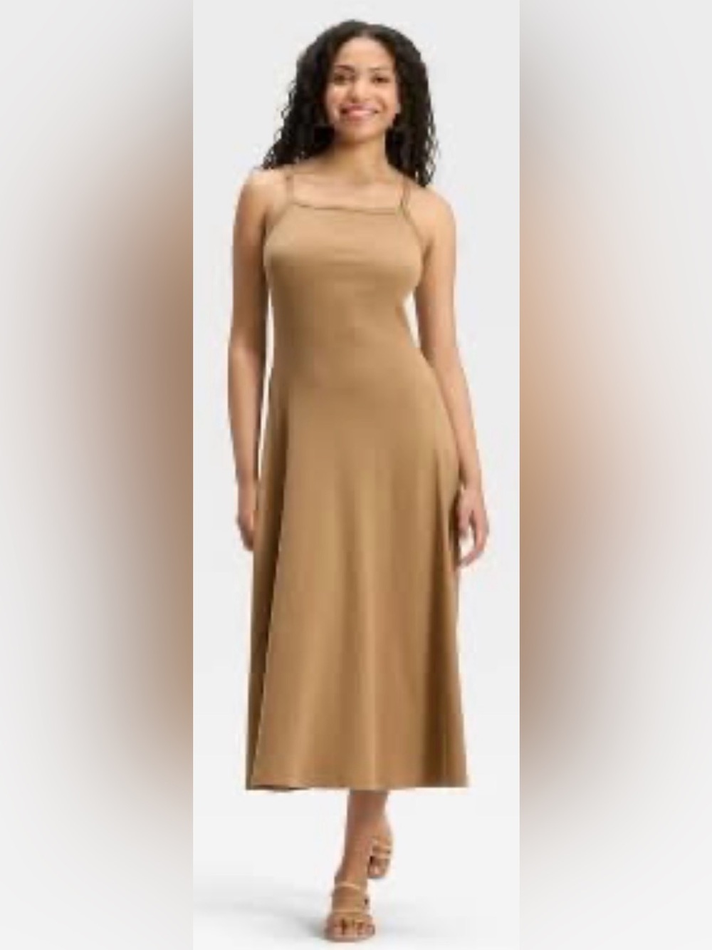 New Universal Thread Tan Ribbed Maxi A-Line Dress Small - NWOT